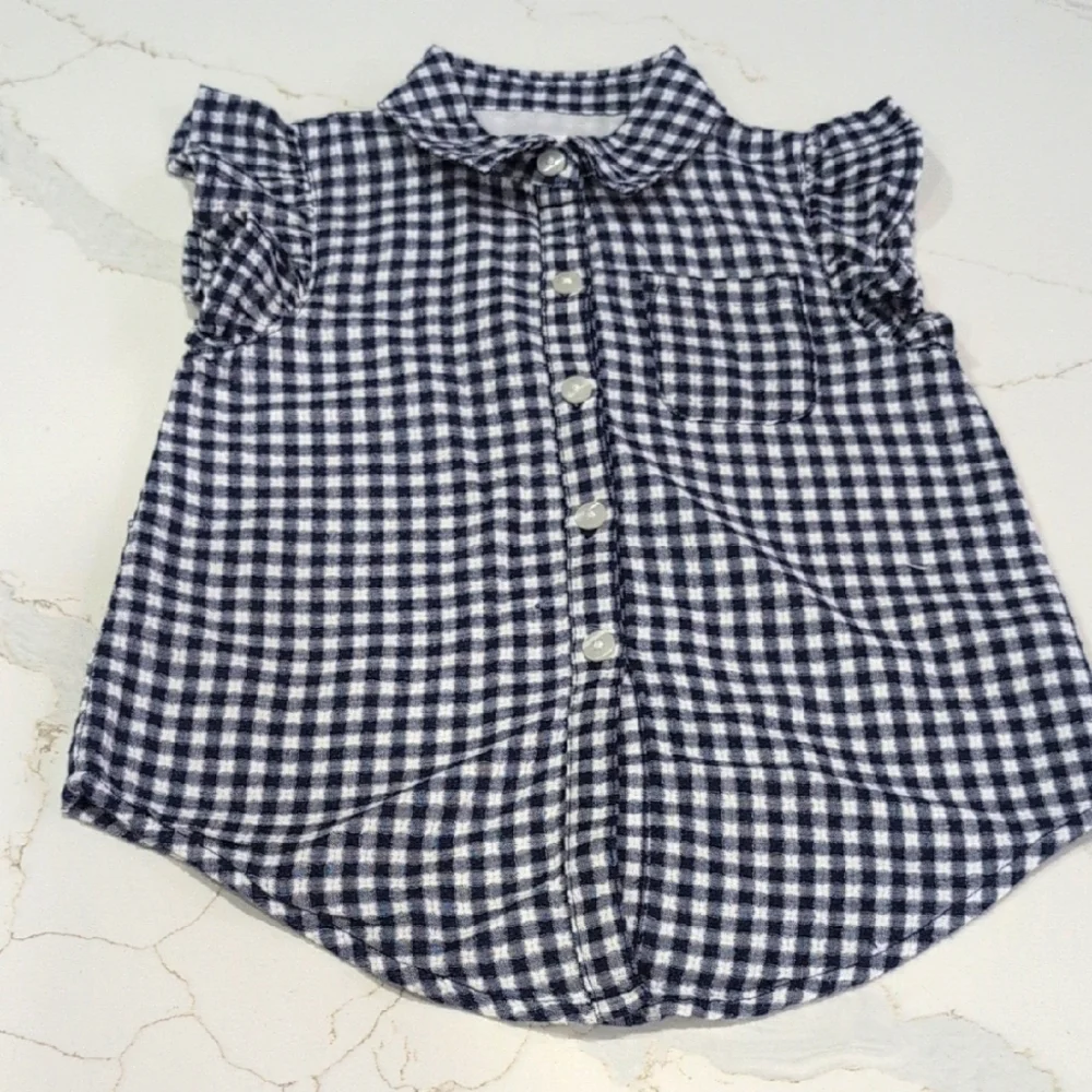 Cat & Jack Navy and White Gingham Shirt